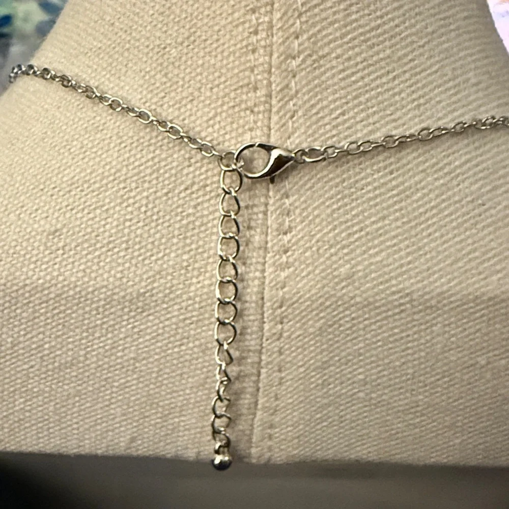 New on Card Silver Tone Necklace with Pendant.
